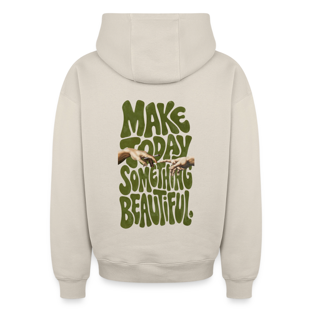 Make Something Oversized Heavyweight Unisex Hoodie - Beige