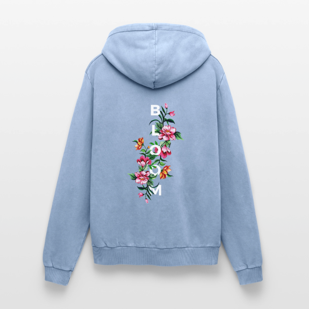 Relaxed Premium Hanf Unisex Acid-Washed Hoodie - Blau Acid Wash