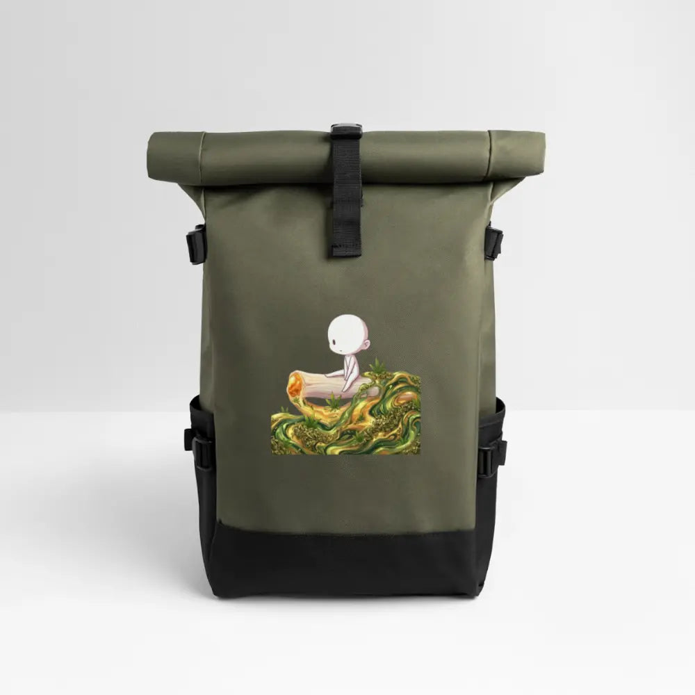 Chillin on a Joint Rolltop Rucksack - Olive/Schwarz