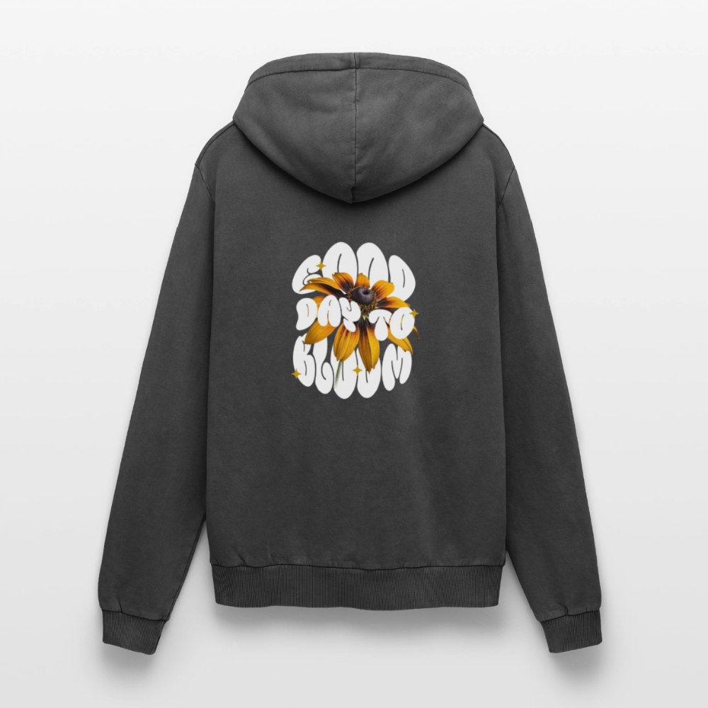 Sun Flower Relaxed Unisex Premium Acid-Washed Hoodie - Schwarz Acid Wash