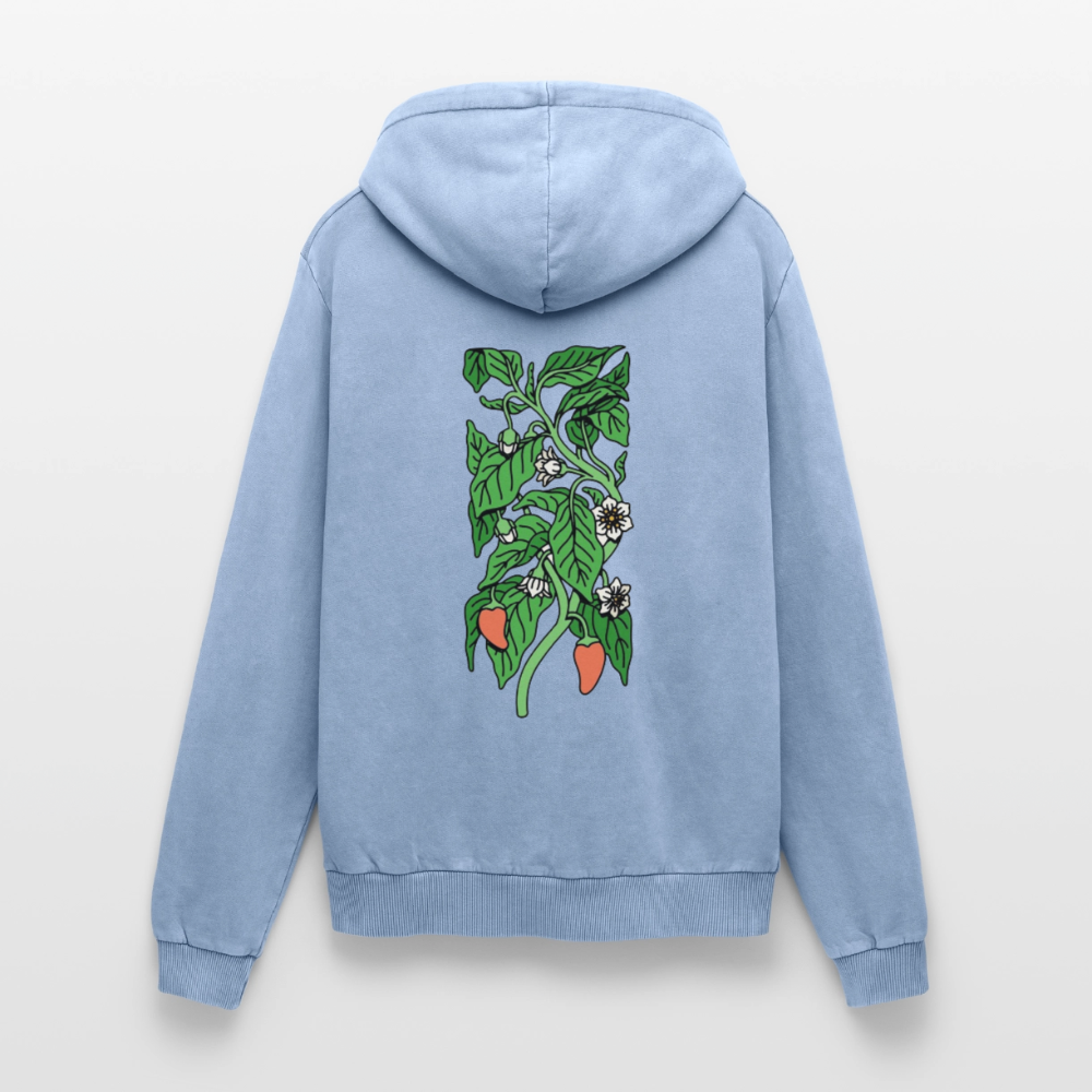 Sonnenblume Unisex Premium Acid-Washed Hoodie - Blau Acid Wash
