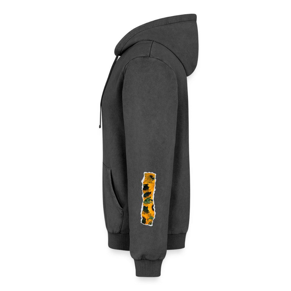 Relaxed Premium Hanf Unisex Acid-Washed Hoodie - Schwarz Acid Wash