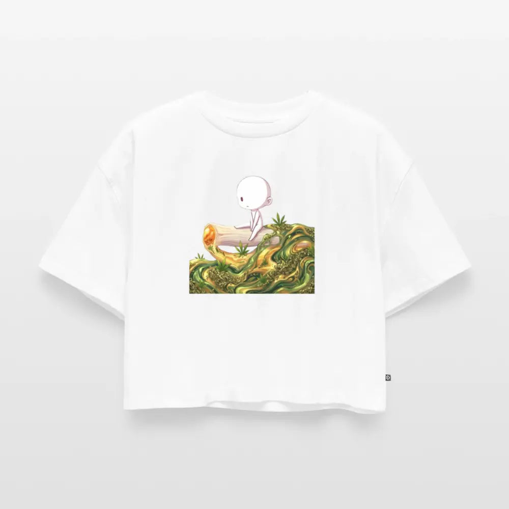 Chillin on a Joint Frauen Premium Oversized Bio Crop - Weiß