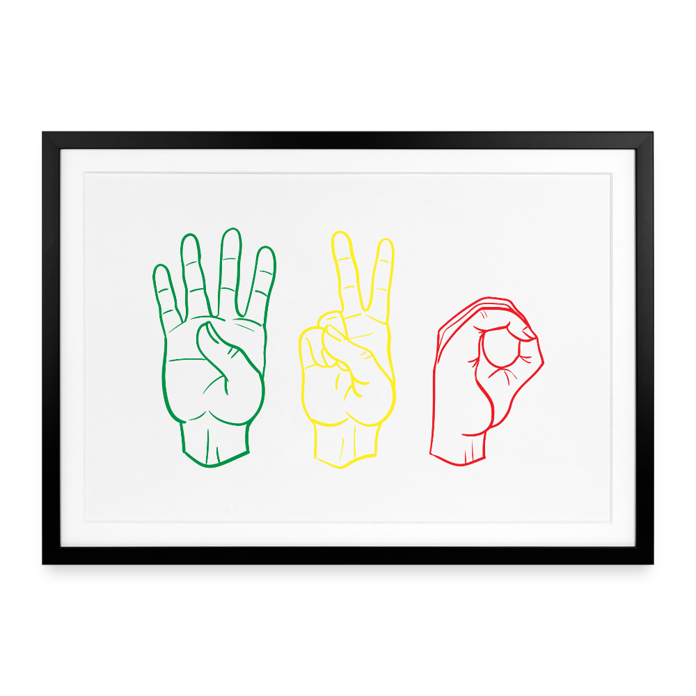 420 hände Gerahmtes Poster (69 × 49 cm) - Schwarz