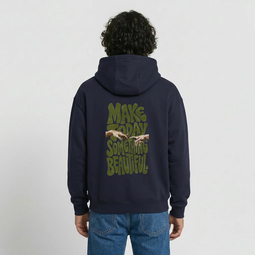 Make Something Oversized Heavyweight Unisex Hoodie - Navy