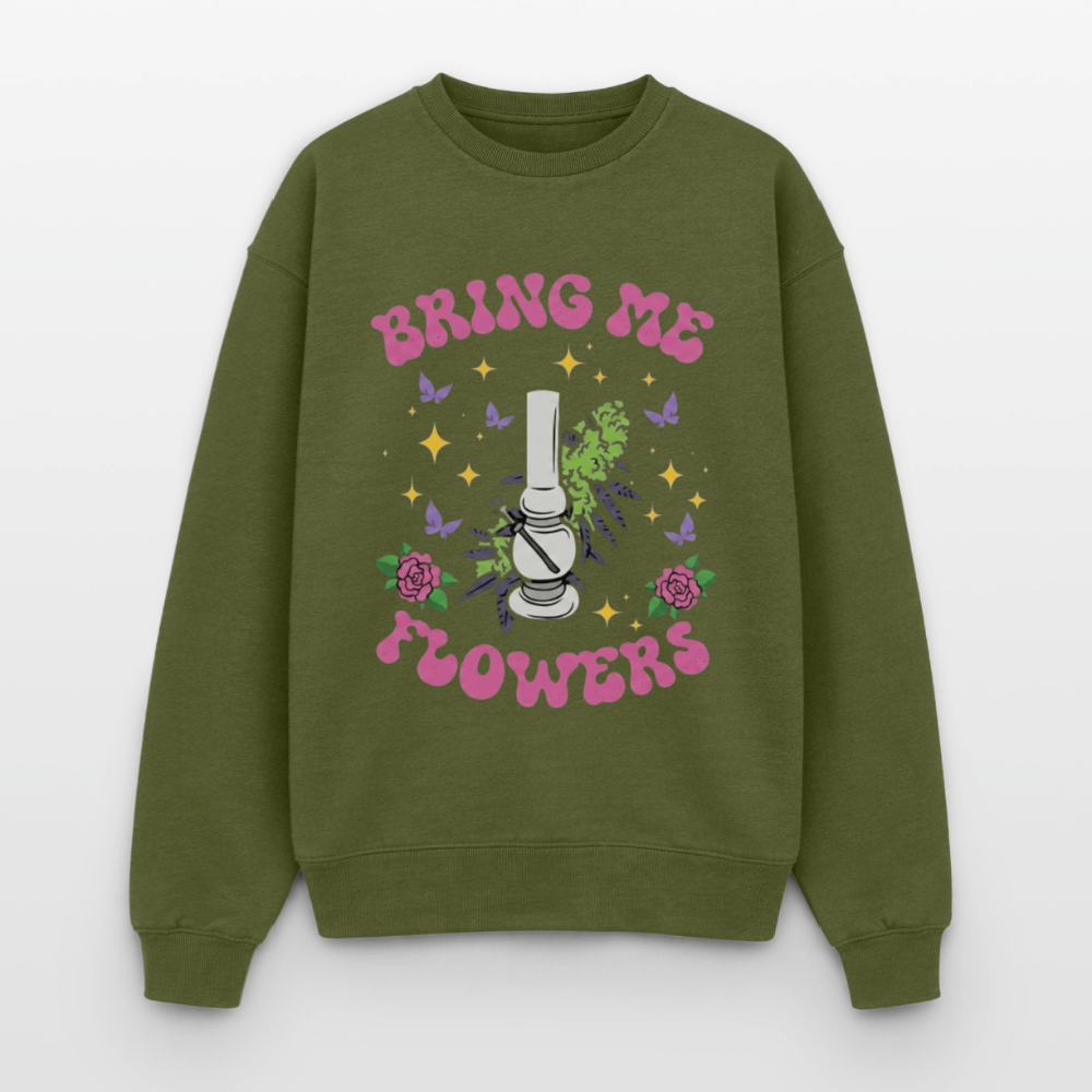 Bring me Flowers Oversized Unisex Sweatshirt - Khaki