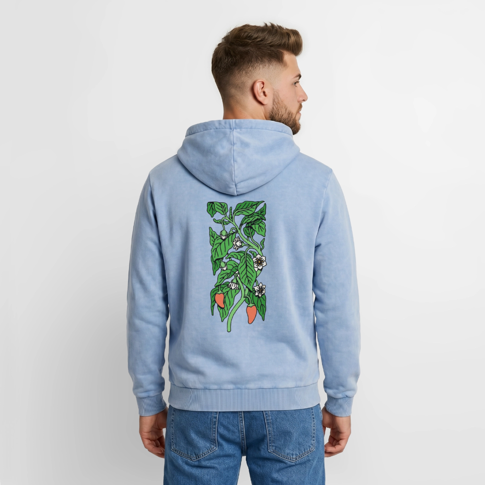 Sonnenblume Unisex Premium Acid-Washed Hoodie - Blau Acid Wash