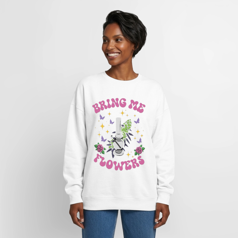 Bring me Flowers Oversized Unisex Sweatshirt - Weiß