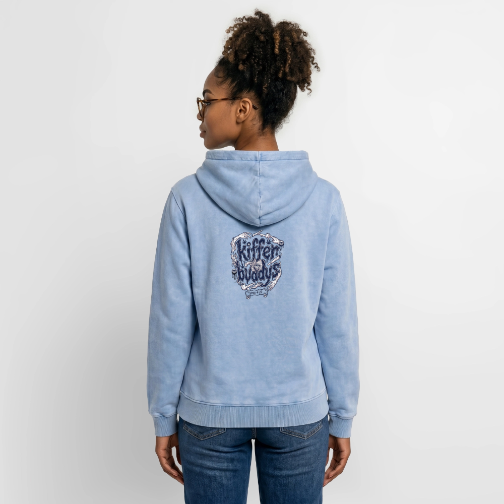 Der Fluch Relaxed Unisex Premium Bio Washed Hoodie - Blau Acid Wash