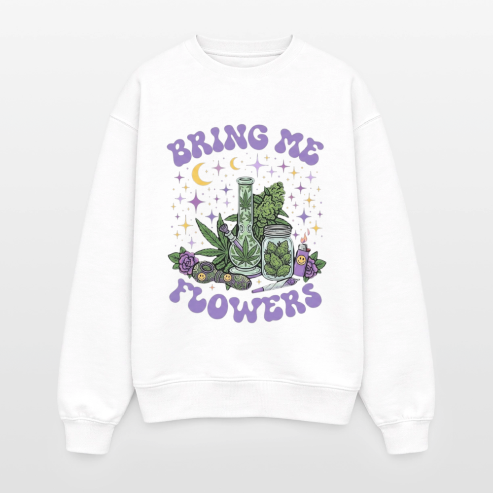 Bring Me Flowers Girl Oversized Unisex Sweatshirt - Weiß