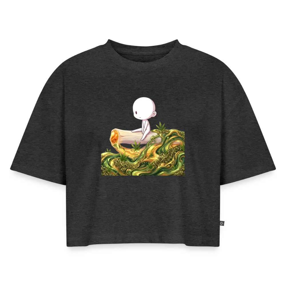 Chillin on a Joint Frauen Premium Oversized Bio Crop - Anthrazit meliert