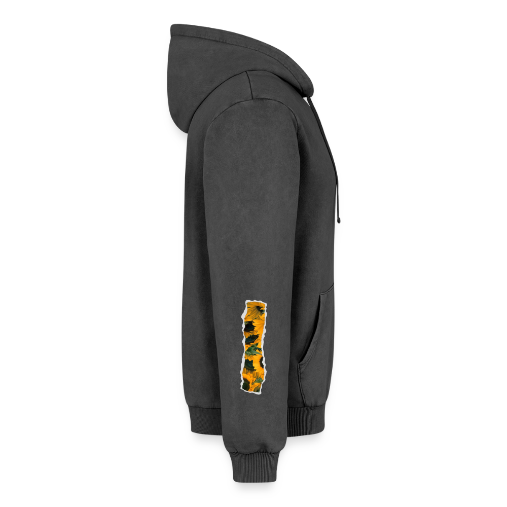 Relaxed Premium Hanf Unisex Acid-Washed Hoodie - Schwarz Acid Wash