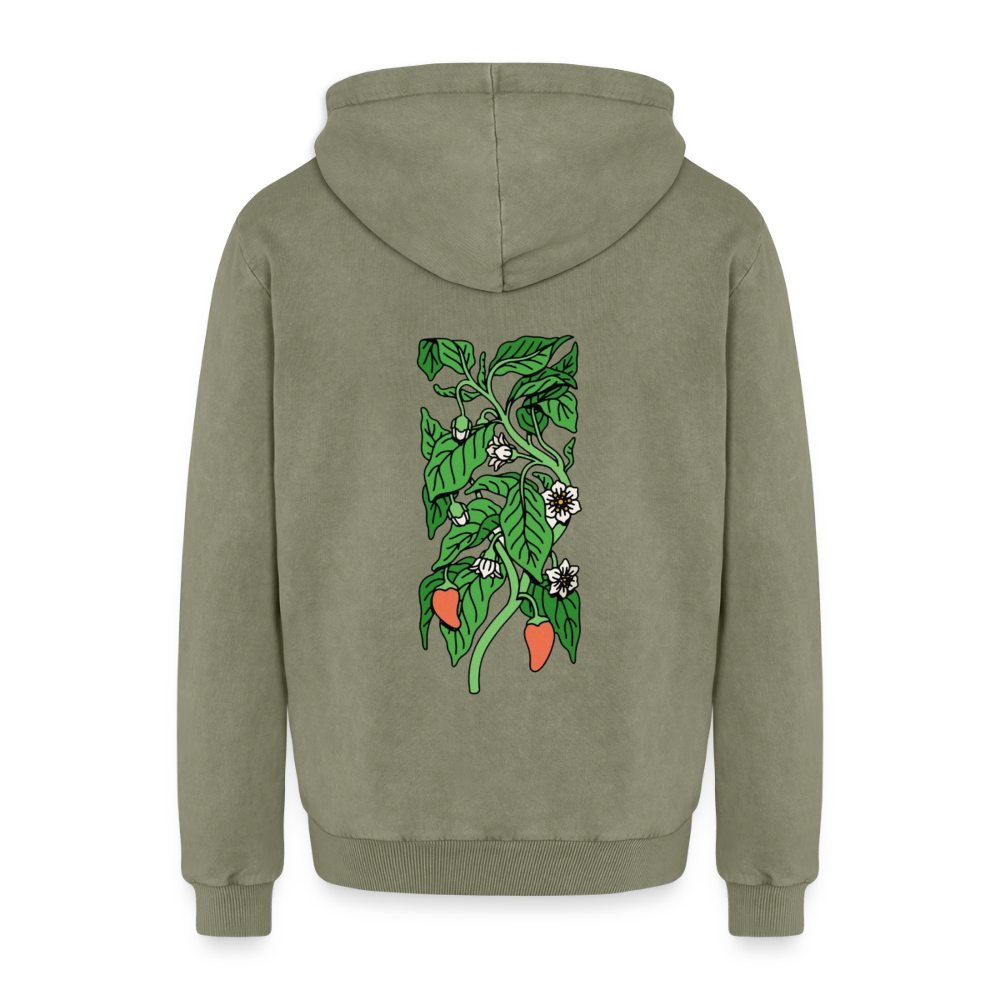 Sonnenblume Unisex Premium Acid-Washed Hoodie - Grün Acid Wash