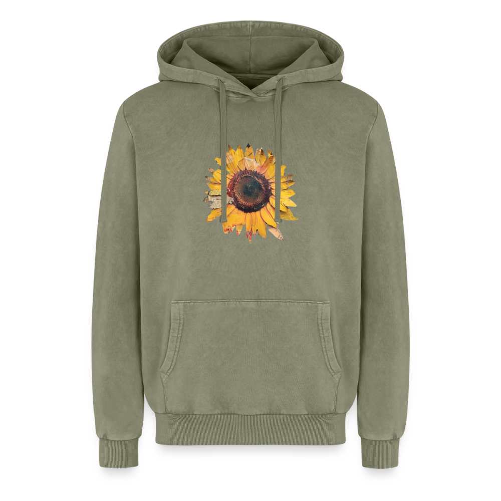 Sonnenblume Unisex Premium Acid-Washed Hoodie - Grün Acid Wash