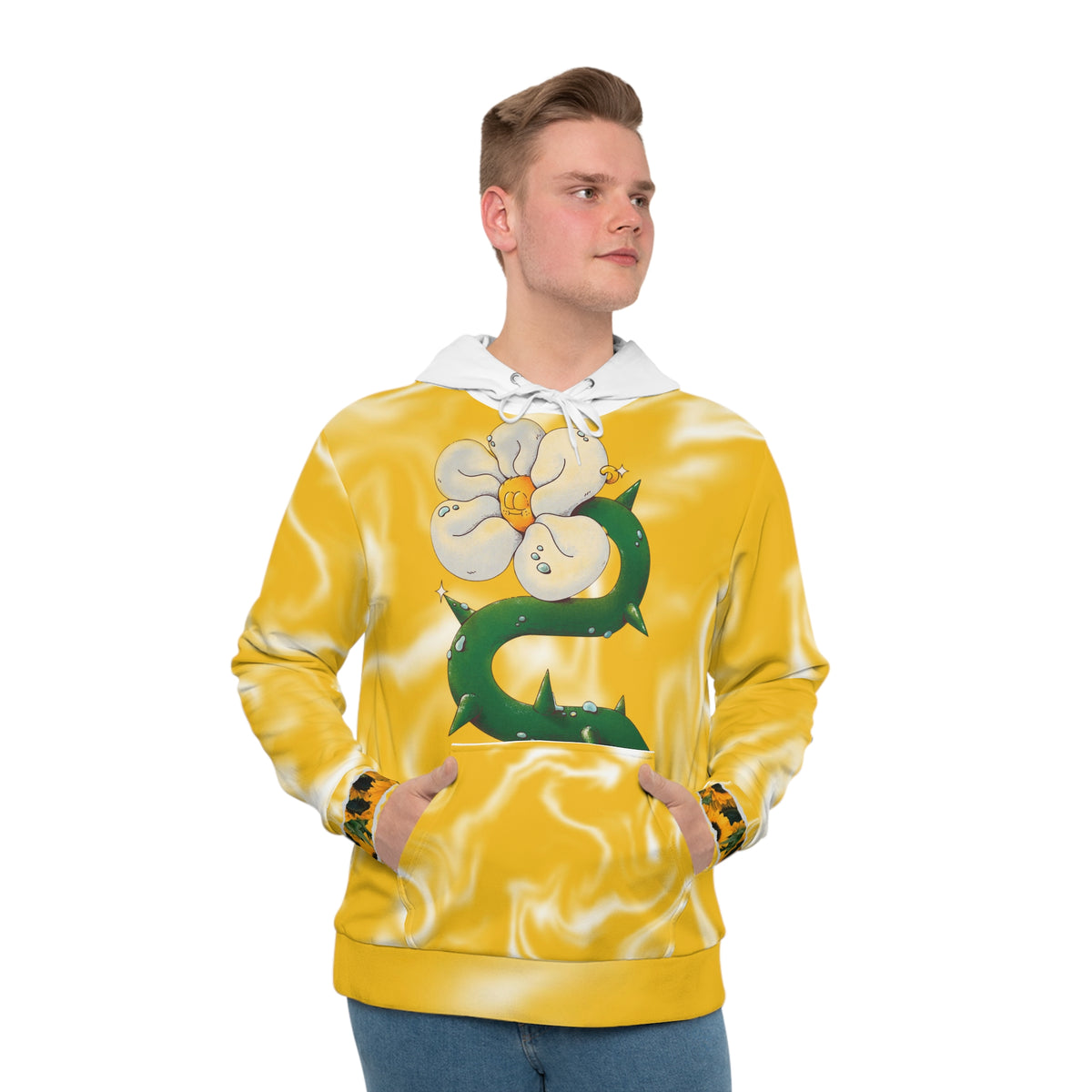 Yellow Floral Serpent Hoodie — Men's Pullover