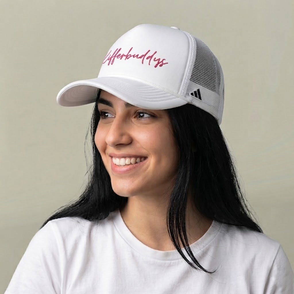 Kifferbuddys Pink Script Trucker Hat