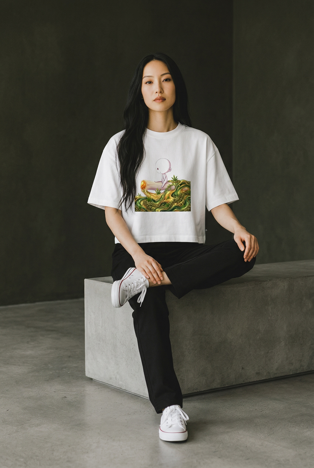 Chillin on a Joint Frauen Premium Oversized Bio Crop