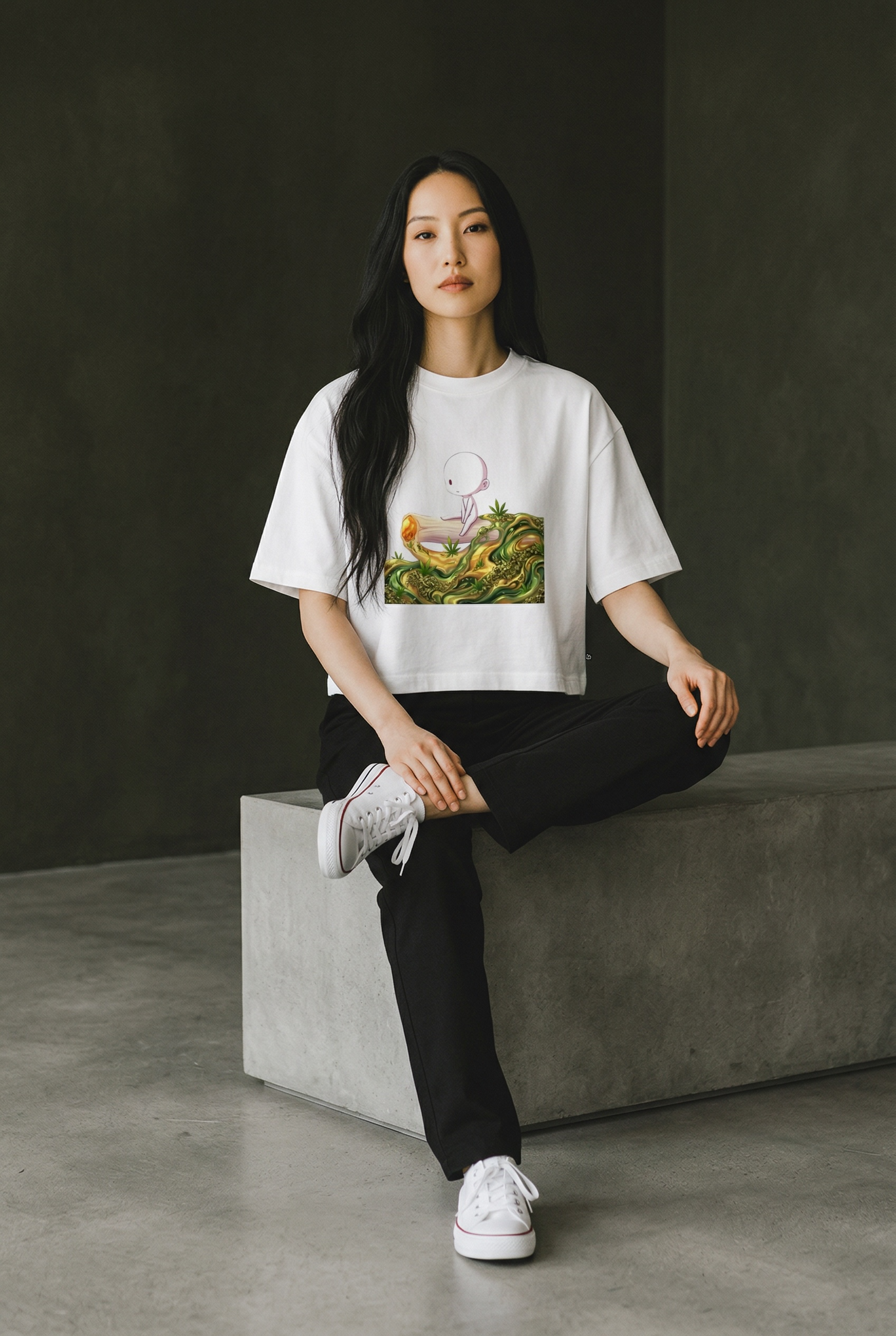 Chillin on a Joint Frauen Premium Oversized Bio Crop