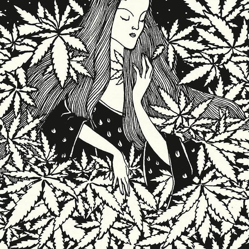 Indica and Sativa Prints Black and White Cannabis Poster Marijuana Canvas Painting Art